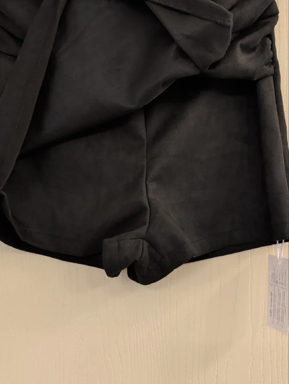 NWT Skrtimory Black Faux Suede Twist Front Mini Short Size Small S